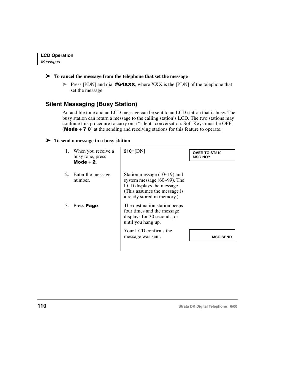 Silent messaging (busy station) | Toshiba Strata DK 2000-series User Manual | Page 122 / 164