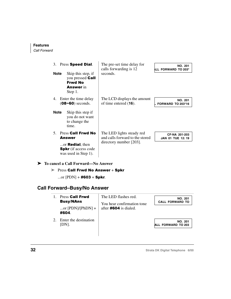 Call forward–busy/no answer | Toshiba Strata DK 2000-series User Manual | Page 44 / 164