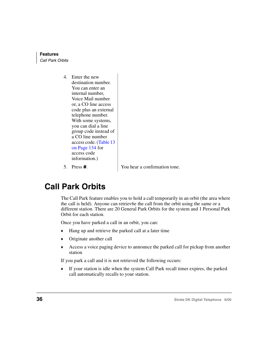 Call park orbits | Toshiba Strata DK 2000-series User Manual | Page 48 / 164