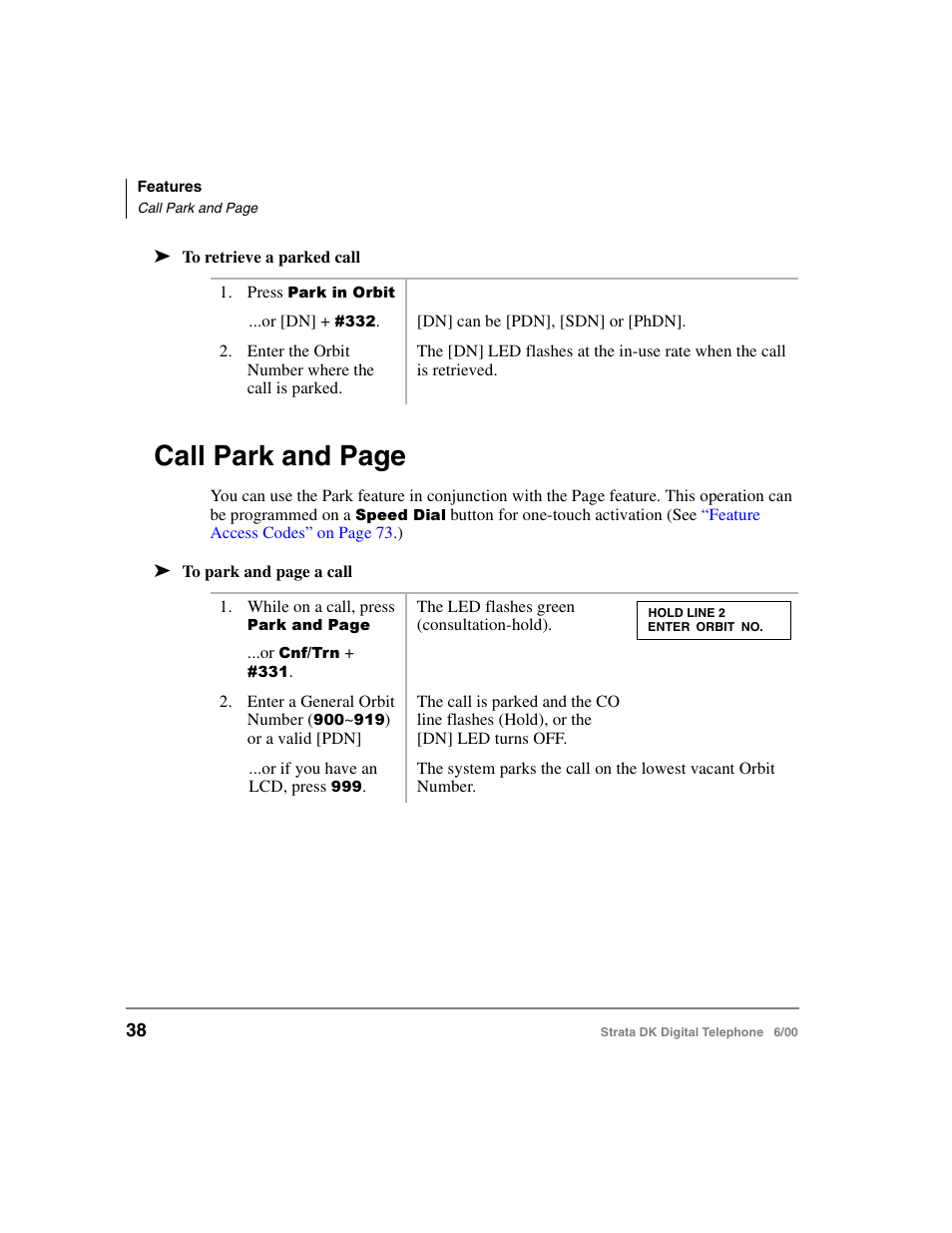 Call park and page | Toshiba Strata DK 2000-series User Manual | Page 50 / 164