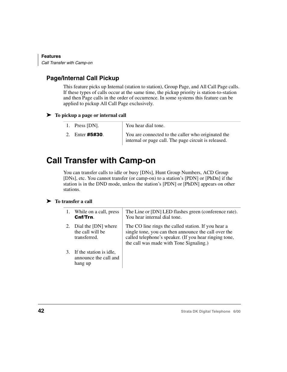 Call transfer with camp-on, Saved number redial | Toshiba Strata DK 2000-series User Manual | Page 54 / 164