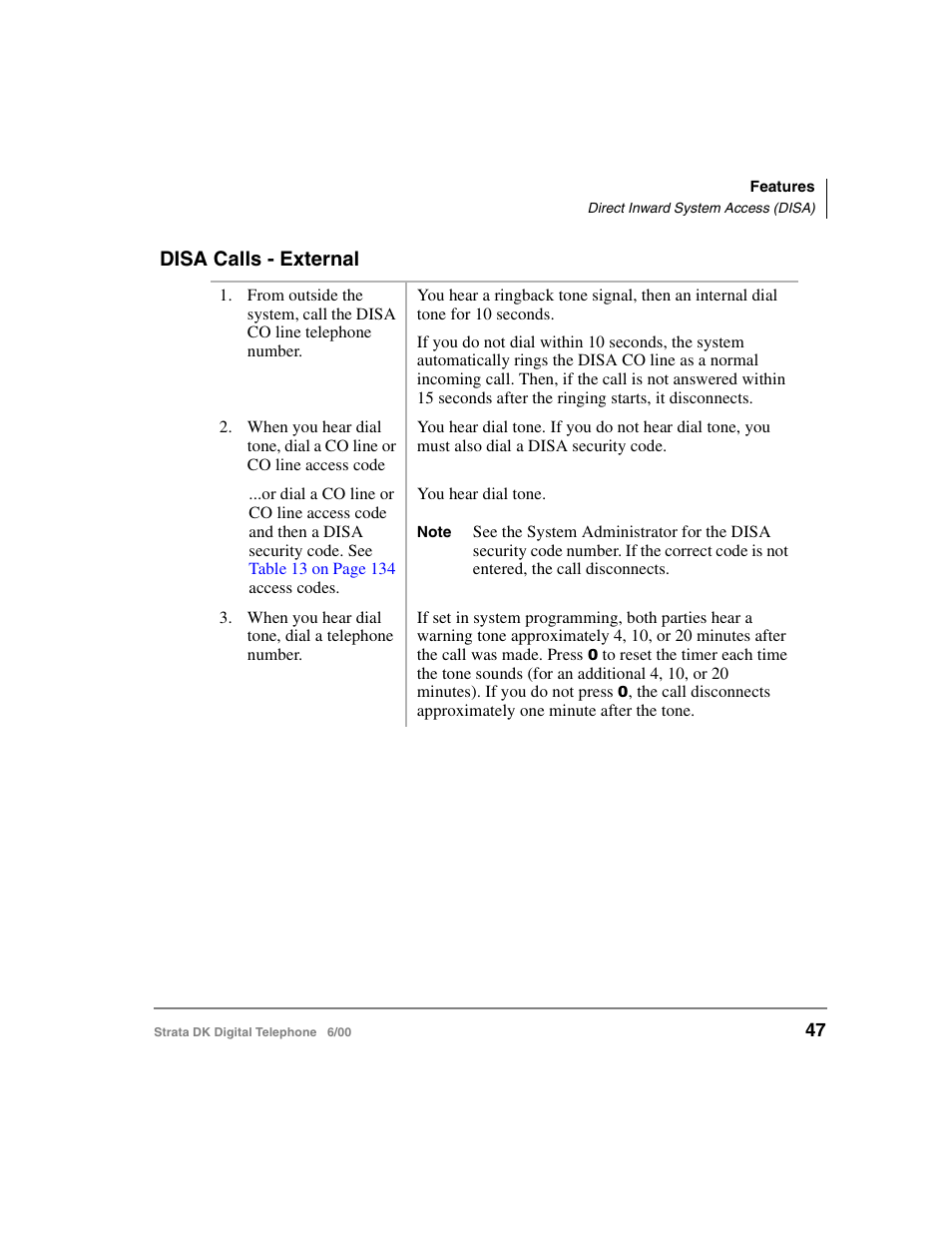 Disa calls - external | Toshiba Strata DK 2000-series User Manual | Page 59 / 164
