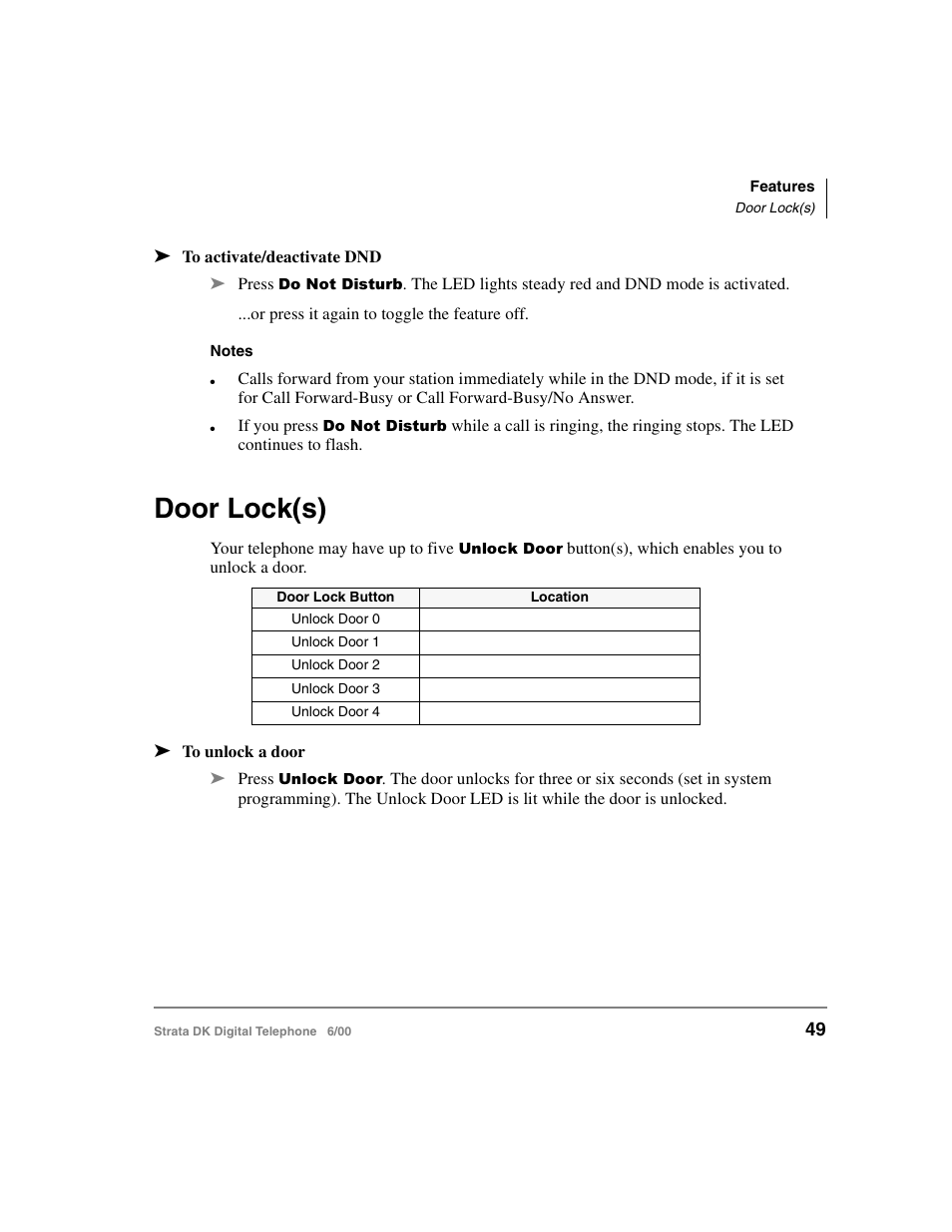 Door lock(s) | Toshiba Strata DK 2000-series User Manual | Page 61 / 164