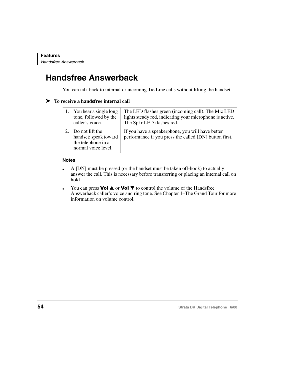Handsfree answerback | Toshiba Strata DK 2000-series User Manual | Page 66 / 164
