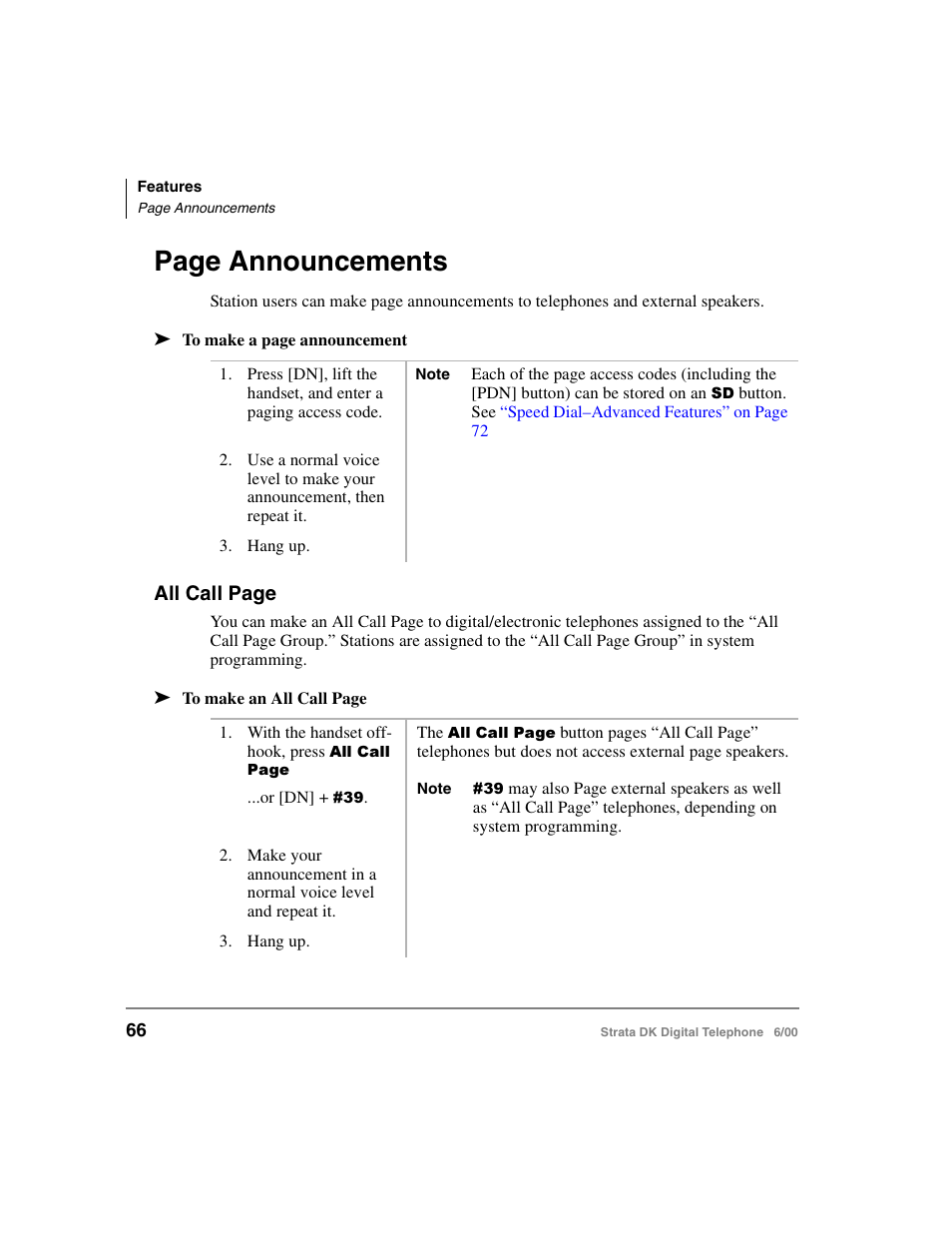 Page announcements | Toshiba Strata DK 2000-series User Manual | Page 78 / 164