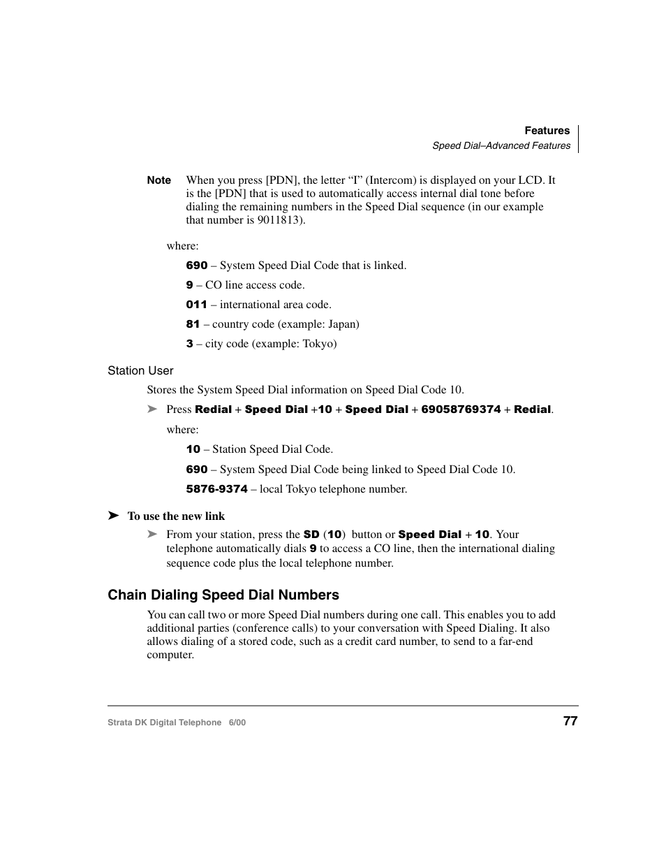 Chain dialing speed dial numbers | Toshiba Strata DK 2000-series User Manual | Page 89 / 164