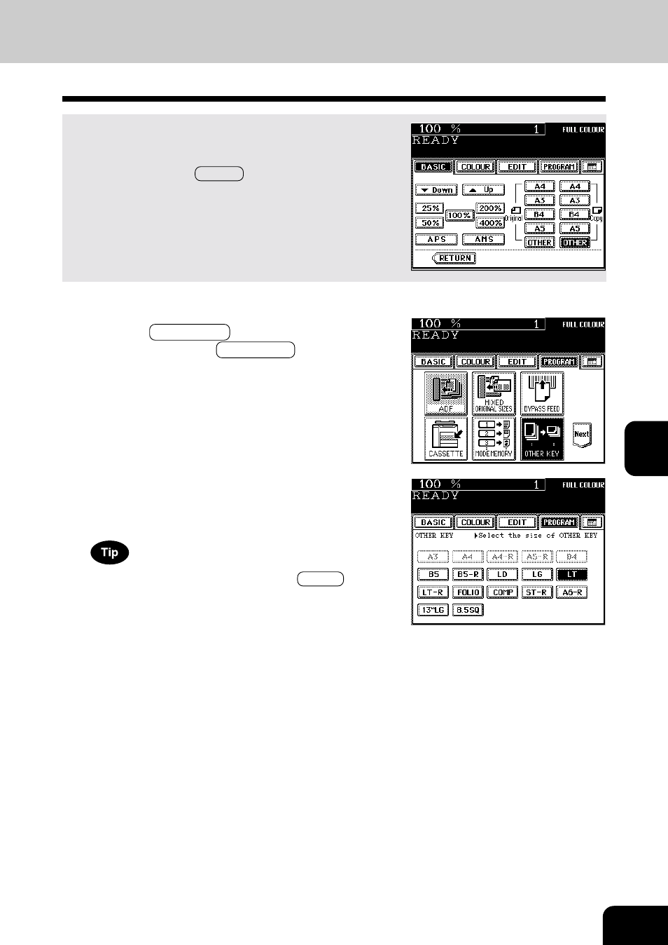 Setting the “other” size key | Toshiba E-STUDIO 210C User Manual | Page 107 / 196