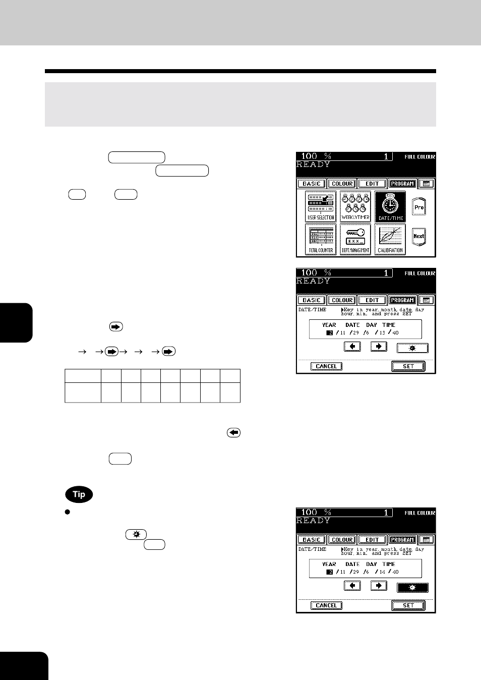 Setting the date and time | Toshiba E-STUDIO 210C User Manual | Page 112 / 196