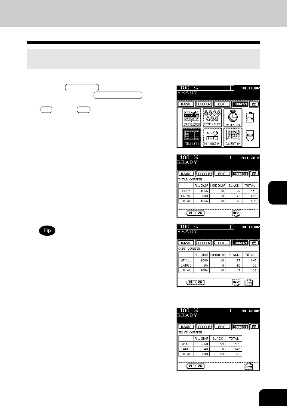 Total counter | Toshiba E-STUDIO 210C User Manual | Page 113 / 196