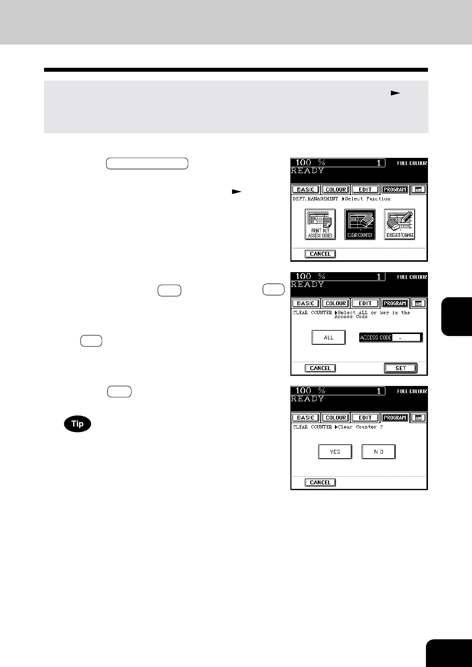 Resetting counters | Toshiba E-STUDIO 210C User Manual | Page 119 / 196