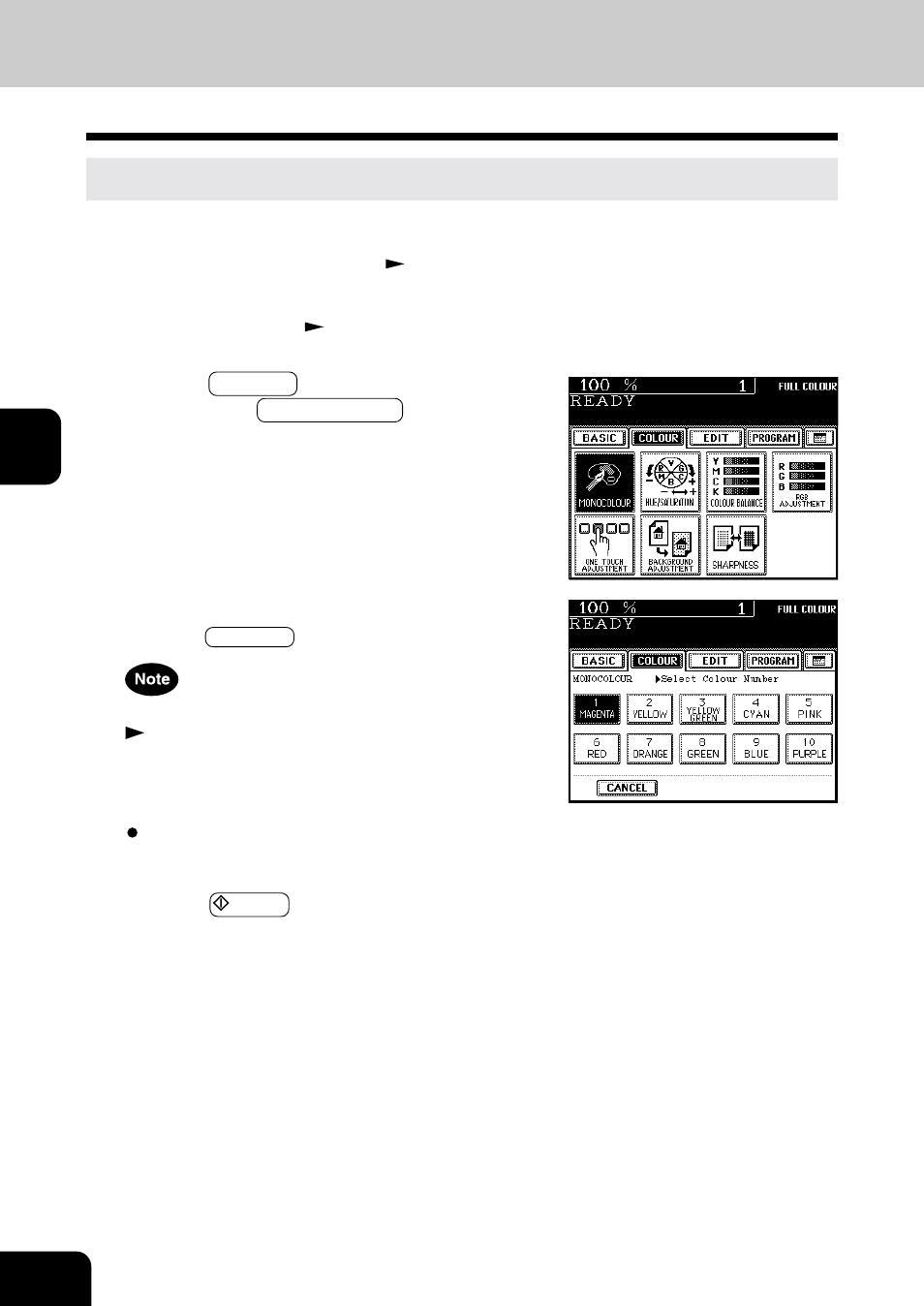 Monocolour copying | Toshiba E-STUDIO 210C User Manual | Page 62 / 196