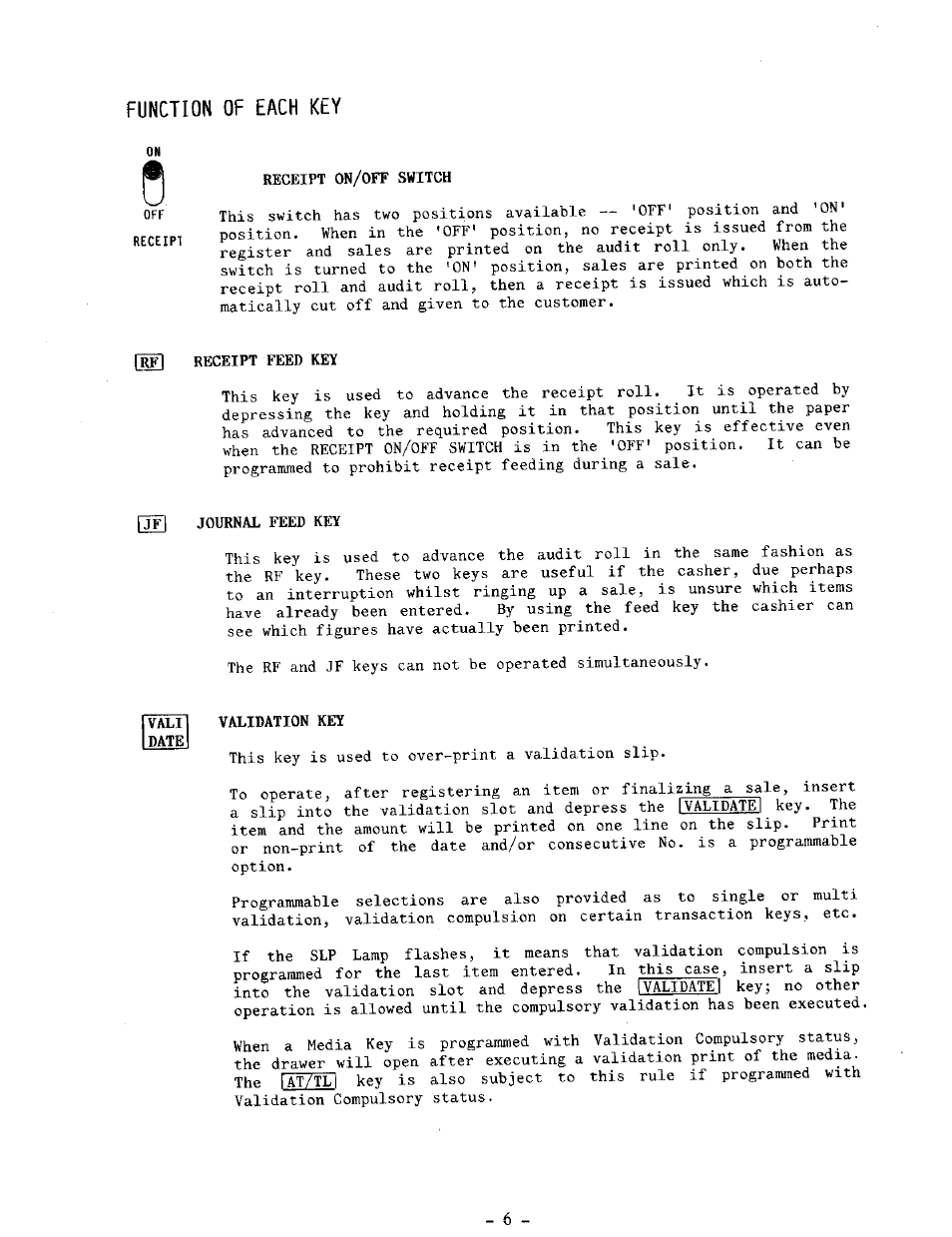 Function of each key | Toshiba TEC MA-1100-400 SERIES User Manual | Page 10 / 138