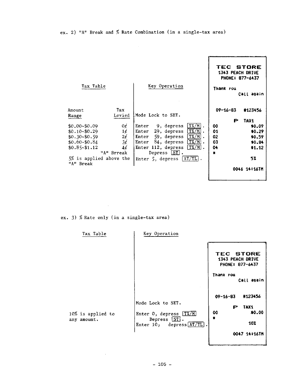 Thank xou, Call again, P taxi | 0047 14:16tm | Toshiba TEC MA-1100-400 SERIES User Manual | Page 109 / 138