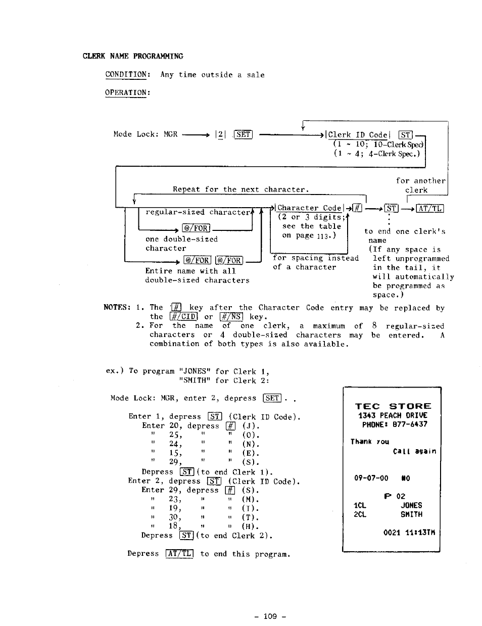 Clerk name programming | Toshiba TEC MA-1100-400 SERIES User Manual | Page 113 / 138