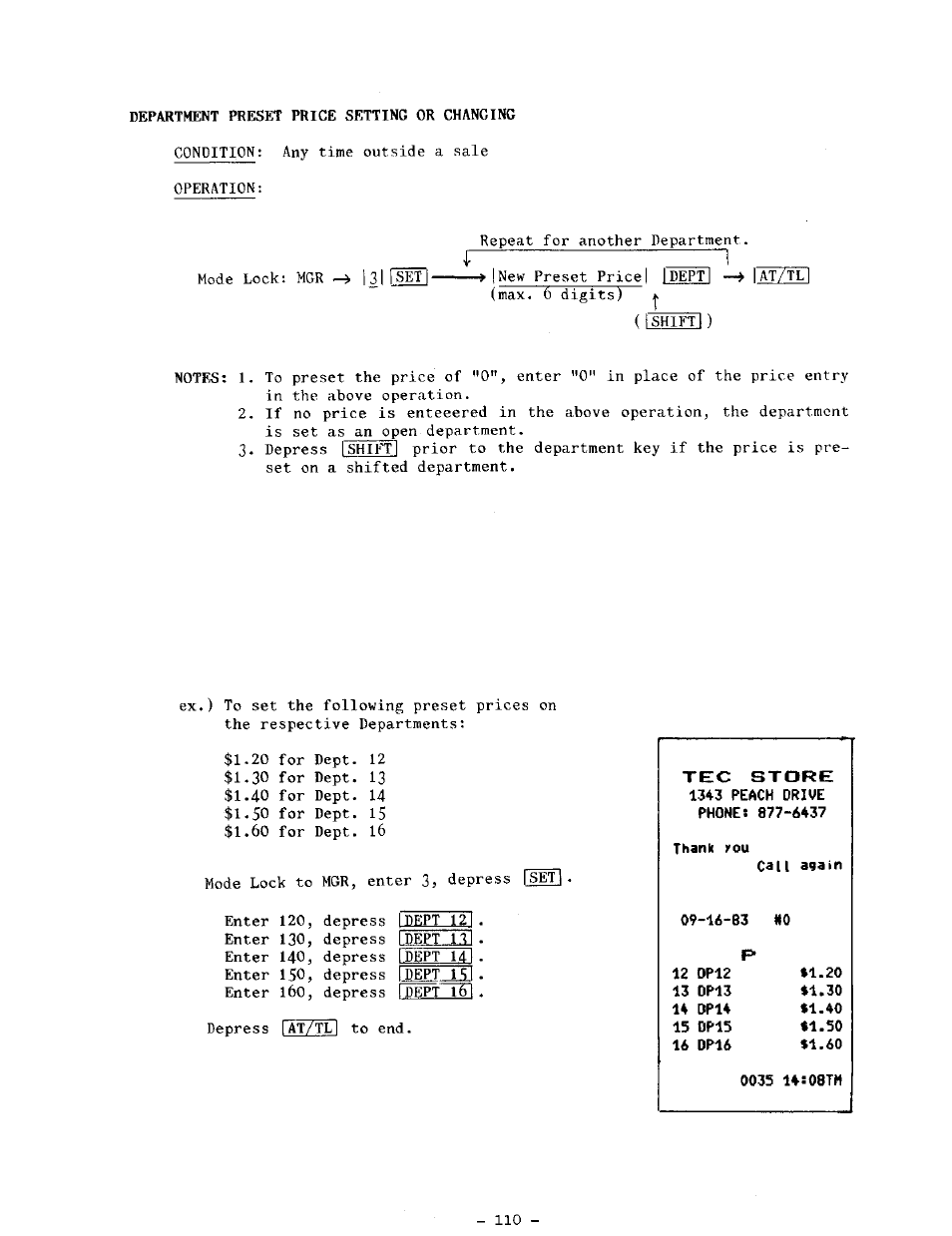 Tec store, Call 39ain, 0035 14:08tm | Toshiba TEC MA-1100-400 SERIES User Manual | Page 114 / 138
