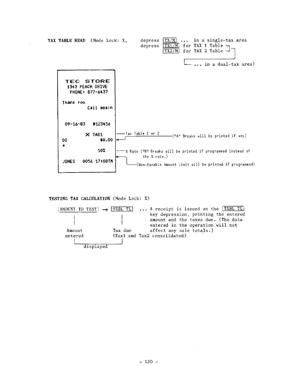 X taxi, Jones 0056 17:08th | Toshiba TEC MA-1100-400 SERIES User Manual | Page 124 / 138