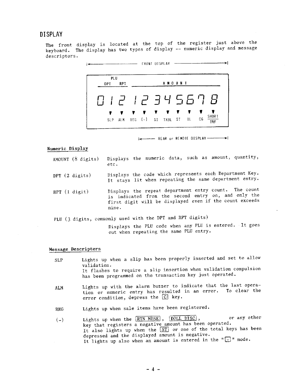 Pu i l 1, Display | Toshiba TEC MA-1100-400 SERIES User Manual | Page 8 / 138