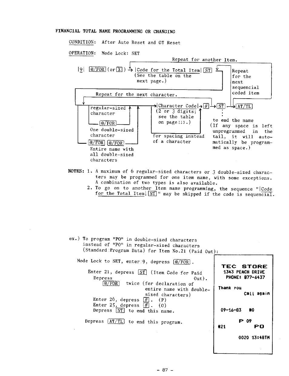 Finakcial total name programming or changing | Toshiba TEC MA-1100-400 SERIES User Manual | Page 91 / 138