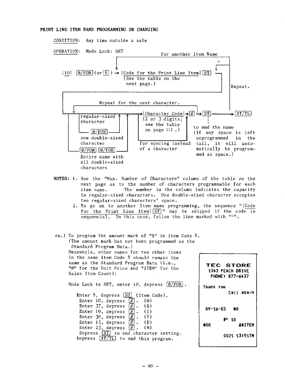 Call again, 0021 13:51tm, R 10 | Print line item name programming or changing | Toshiba TEC MA-1100-400 SERIES User Manual | Page 94 / 138
