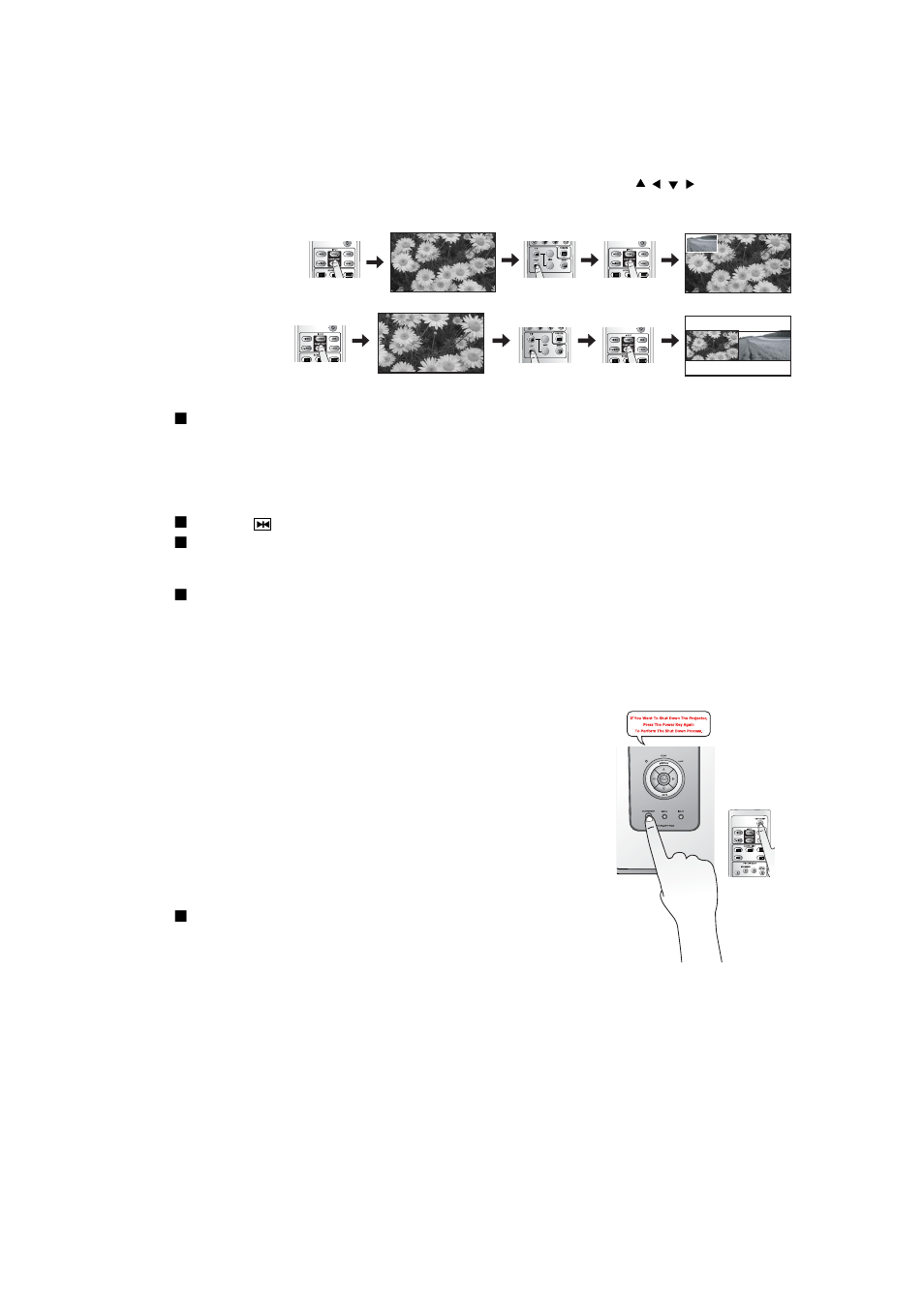 Pausing the picture, Turning the power off, Pausing the picture turning the power off | P. 24 | Toshiba TDP-MT700 User Manual | Page 24 / 34