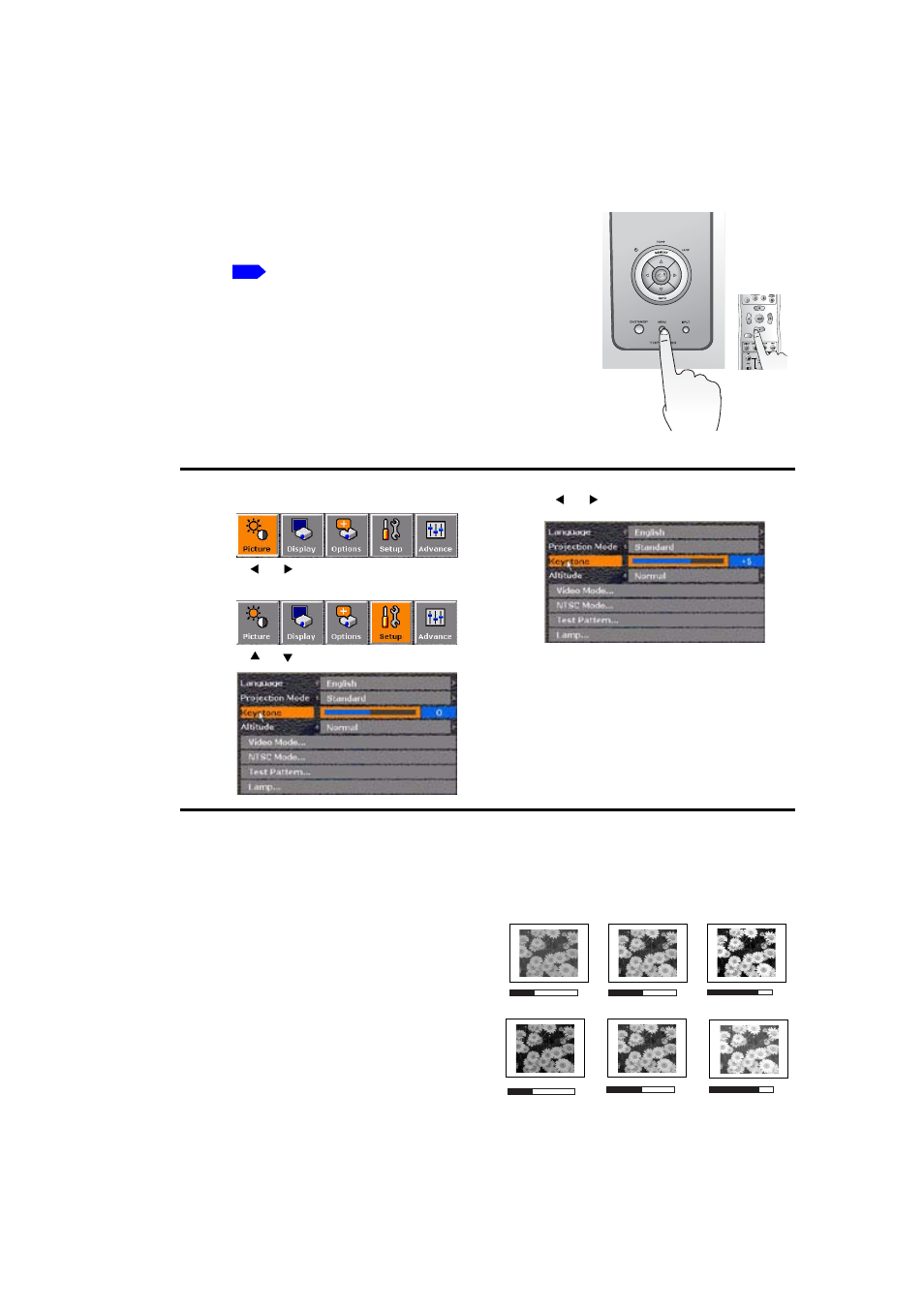 Using the menus, Picture menu, P.26 | Toshiba TDP-MT700 User Manual | Page 26 / 34