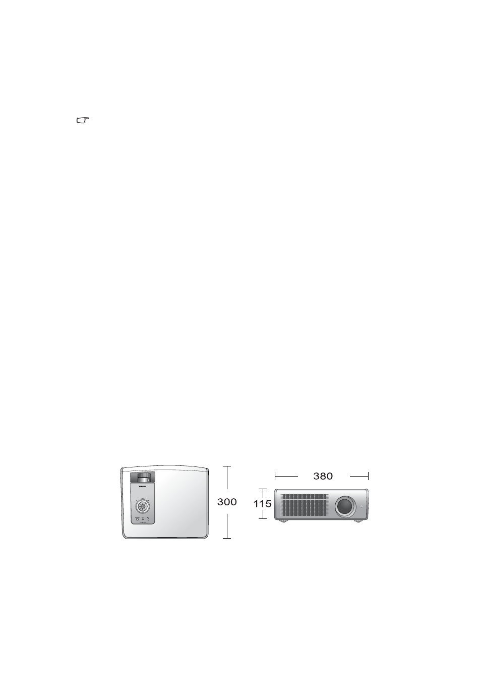 Specifications, Dimensions, Specifications dimensions | Optical characteristics, Electrical characteristics, Input, General characteristics | Toshiba TDP-MT700 User Manual | Page 34 / 34