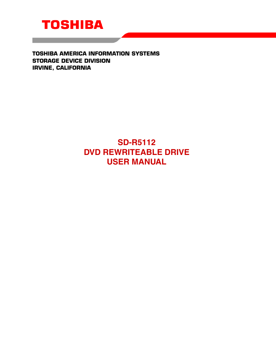 Toshiba DVD REWRITEABLE DRIVE SD-R5112 User Manual | 18 pages