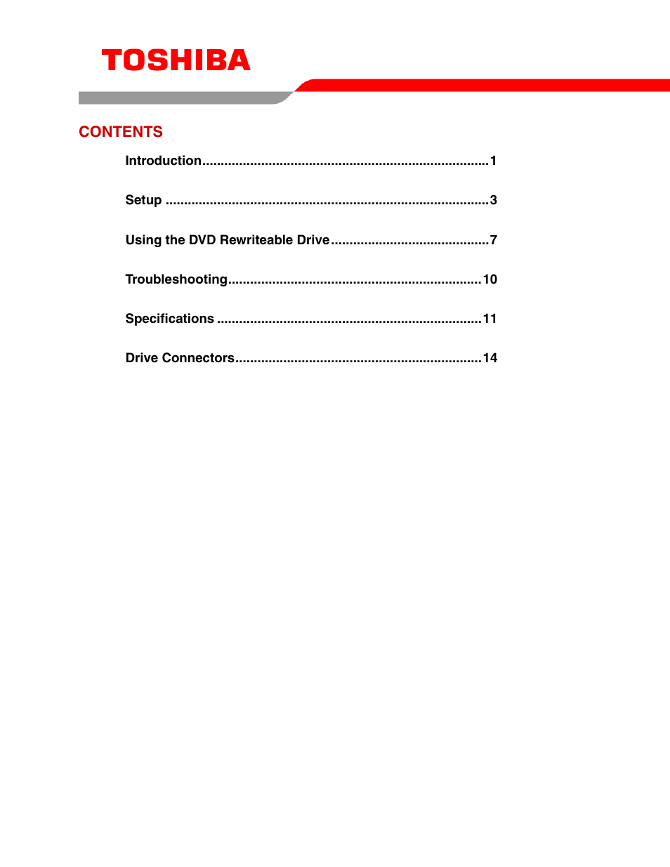 Toshiba DVD REWRITEABLE DRIVE SD-R5112 User Manual | Page 2 / 18