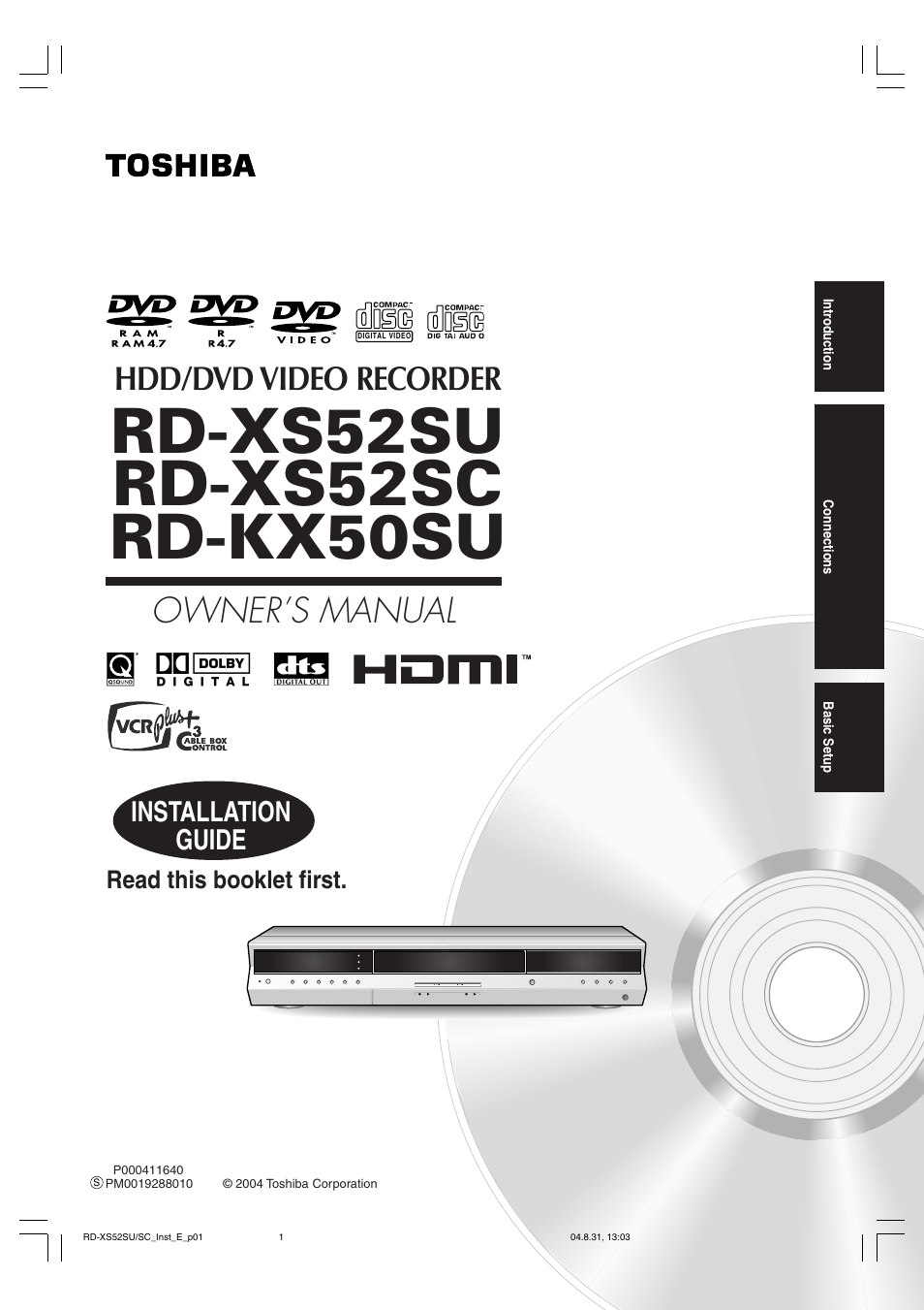 Toshiba RD-KX50SU User Manual | 60 pages