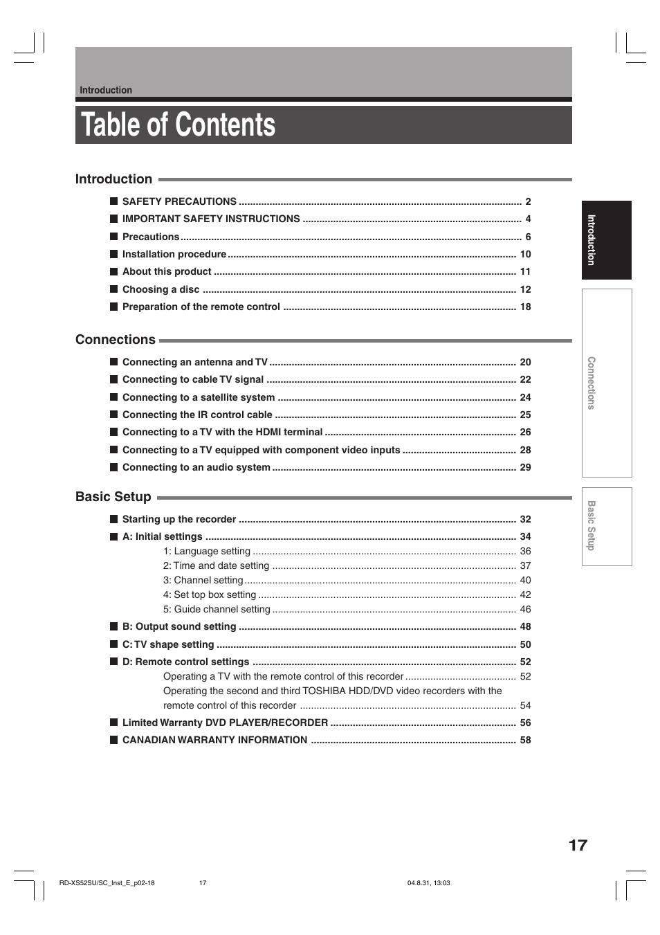 Toshiba RD-KX50SU User Manual | Page 17 / 60