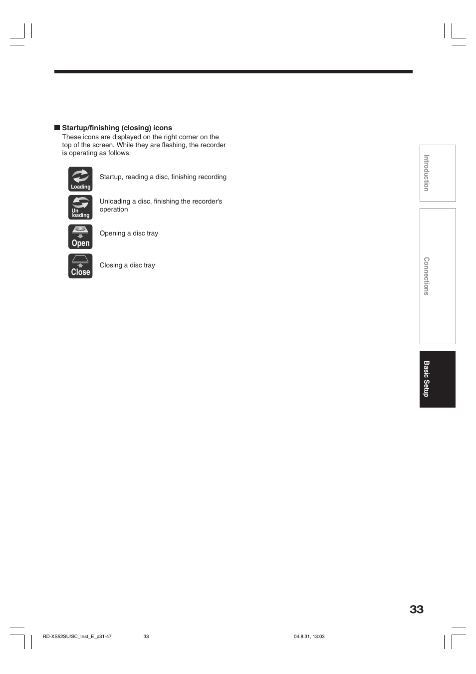 Open, Close | Toshiba RD-KX50SU User Manual | Page 33 / 60