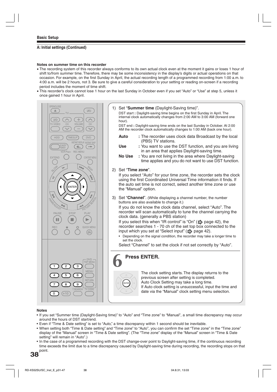 Press enter | Toshiba RD-KX50SU User Manual | Page 38 / 60