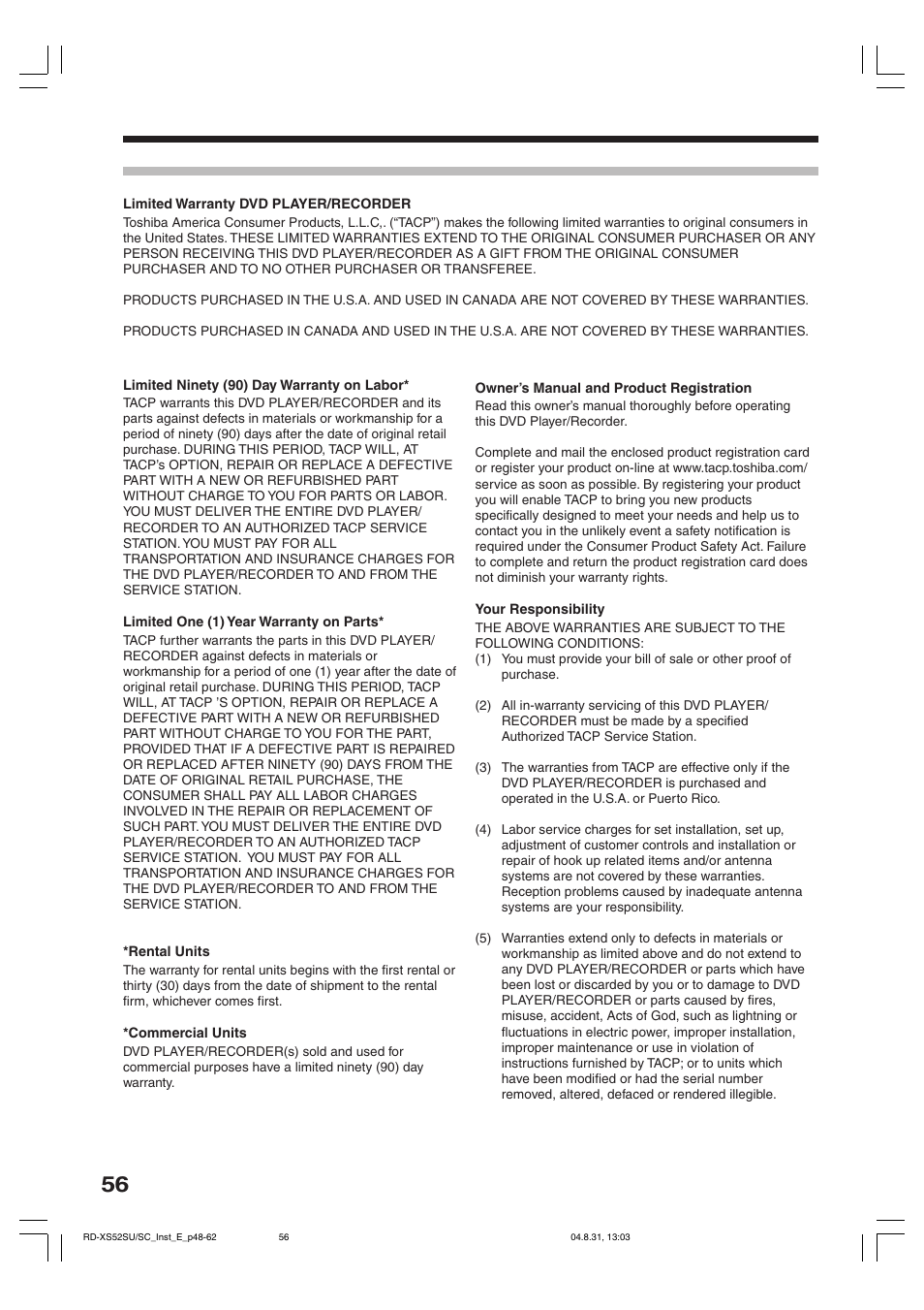 Toshiba RD-KX50SU User Manual | Page 56 / 60