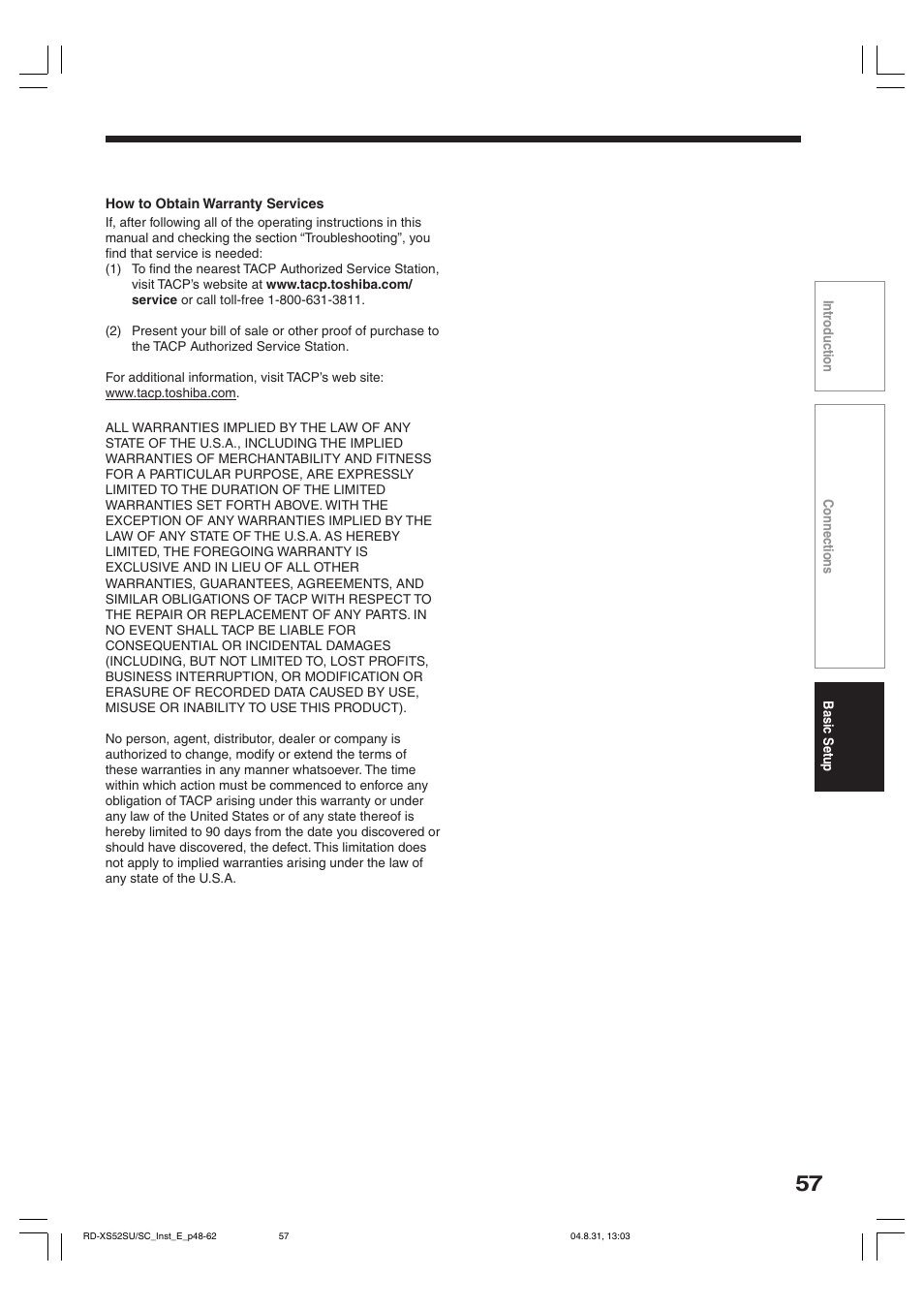 Toshiba RD-KX50SU User Manual | Page 57 / 60