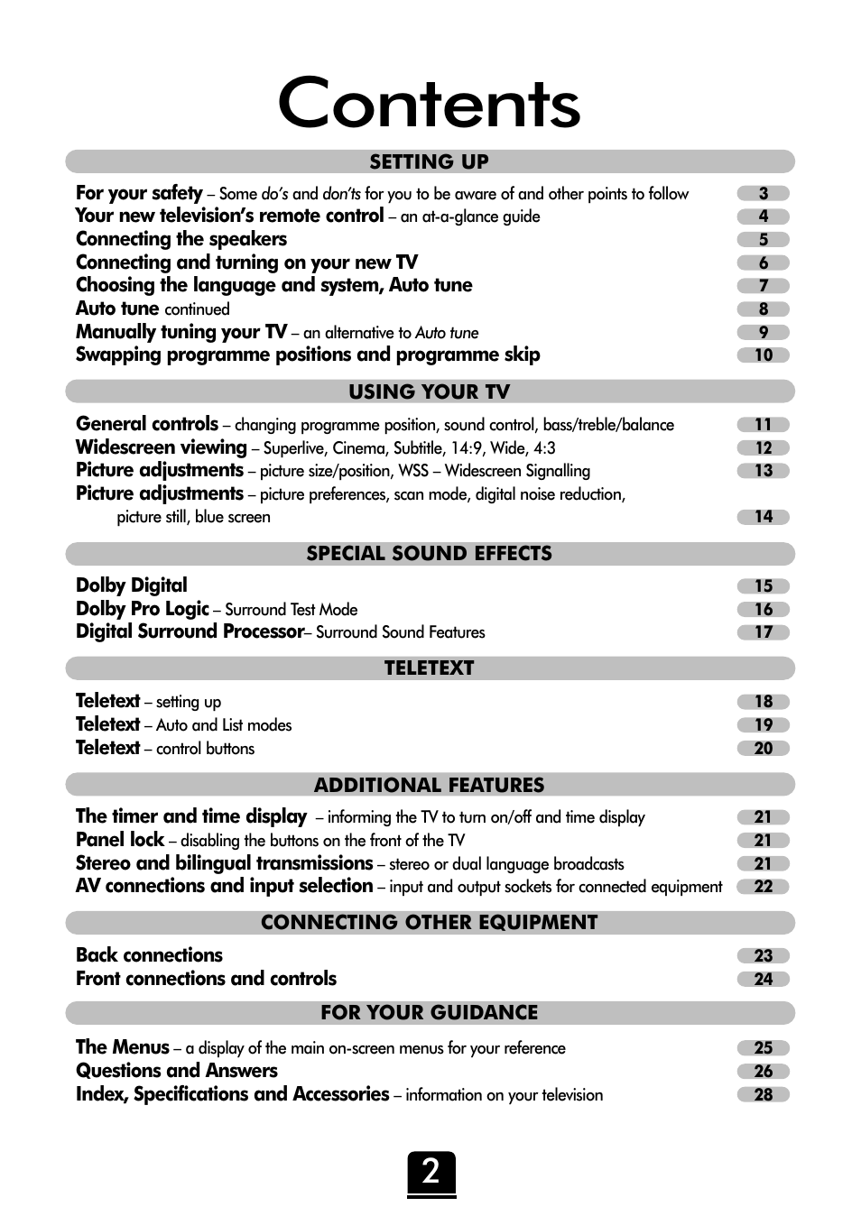 Toshiba 32ZP18P User Manual | Page 2 / 28