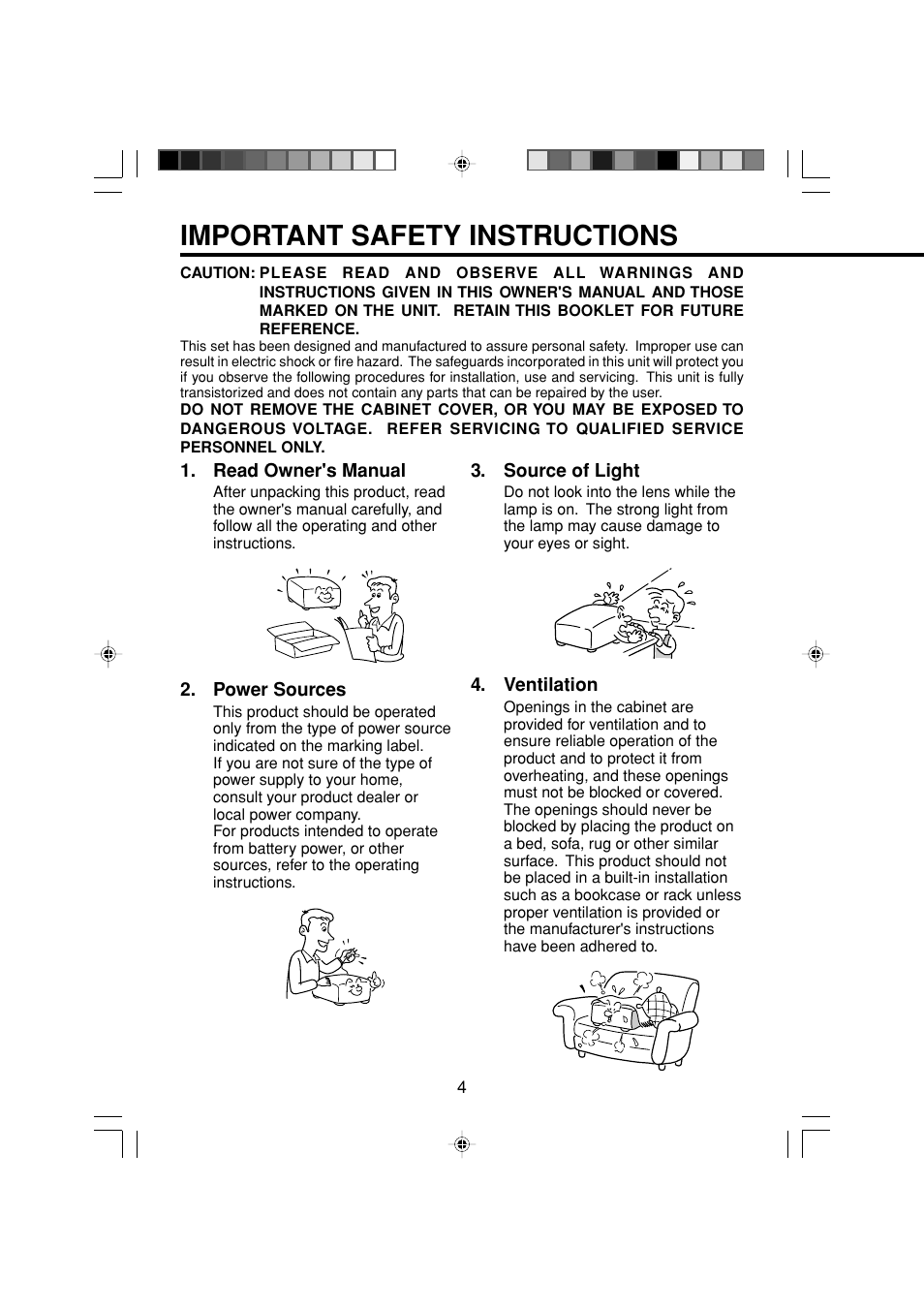 Important safety instructions | Toshiba TDP-MT200 User Manual | Page 4 / 44