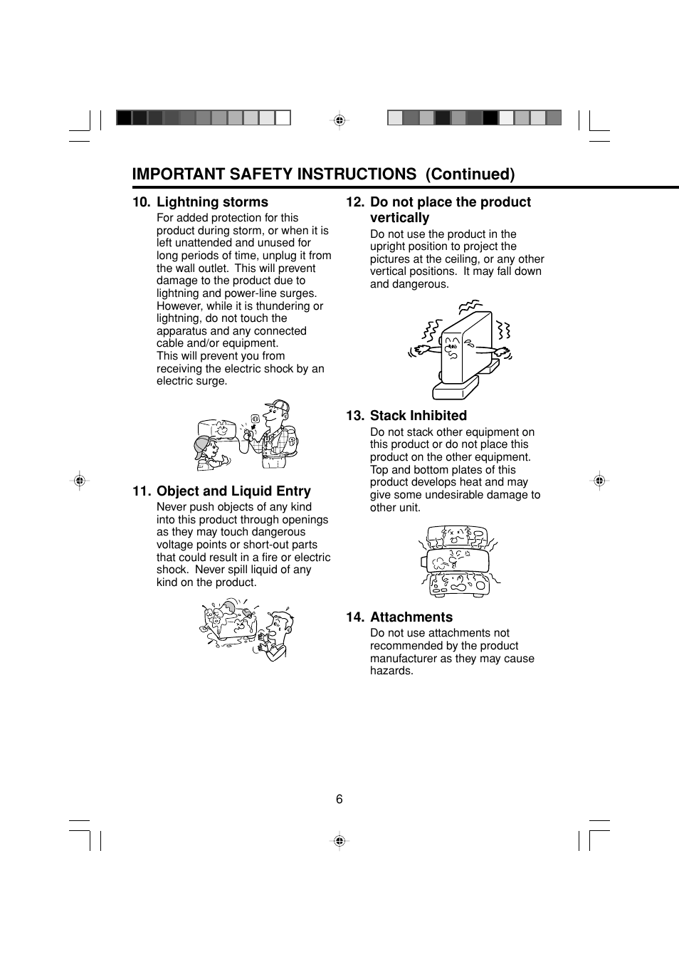 Important safety instructions (continued) | Toshiba TDP-MT200 User Manual | Page 6 / 44