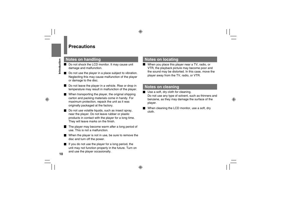 Precautions | Toshiba SD-P120DTKE User Manual | Page 10 / 92