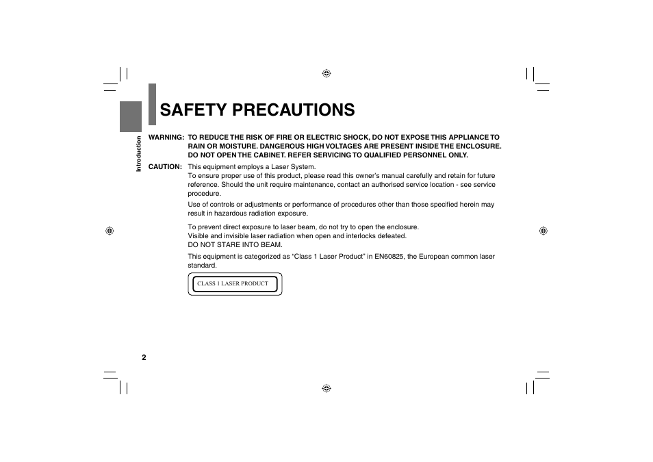 Safety precautions | Toshiba SD-P120DTKE User Manual | Page 2 / 92