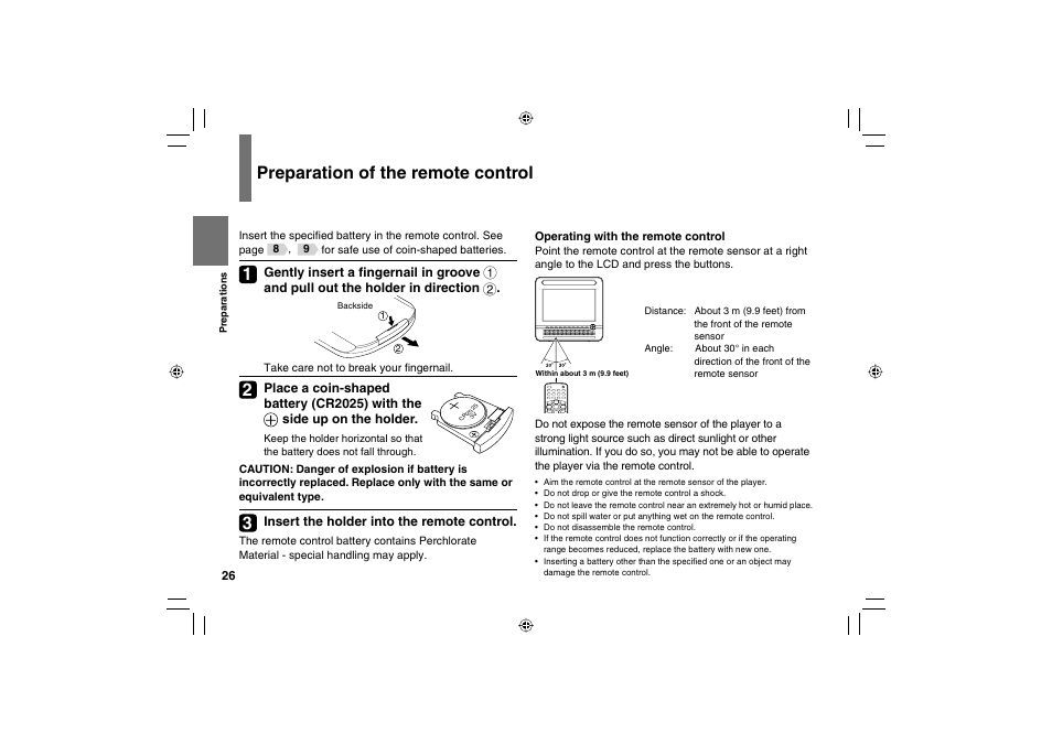 Preparation of the remote control | Toshiba SD-P120DTKE User Manual | Page 26 / 92