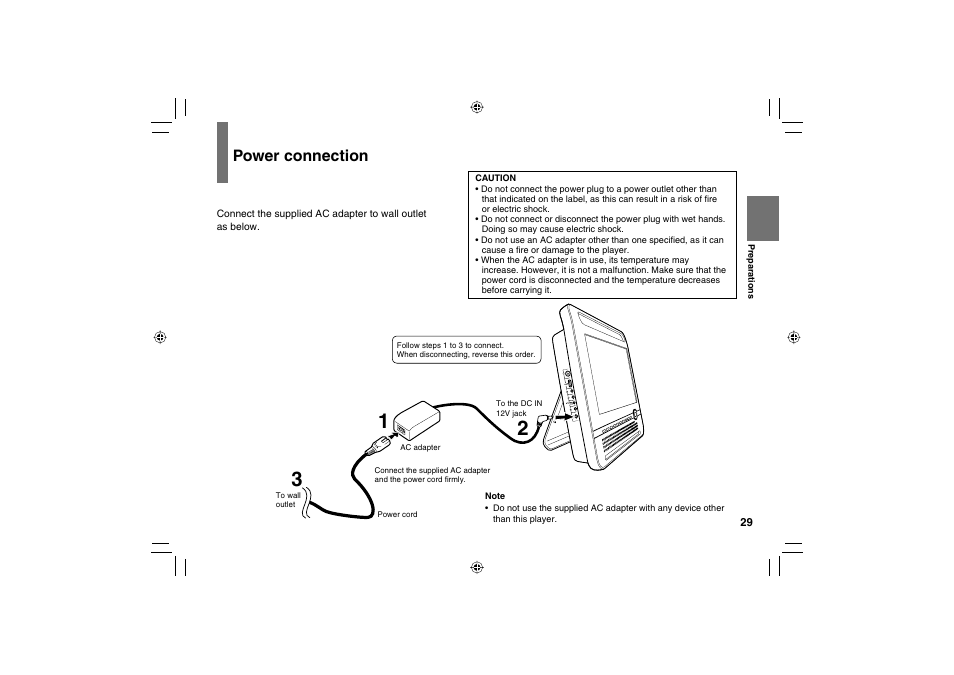 Power connection | Toshiba SD-P120DTKE User Manual | Page 29 / 92