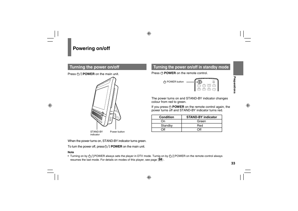 Powering on/off | Toshiba SD-P120DTKE User Manual | Page 33 / 92