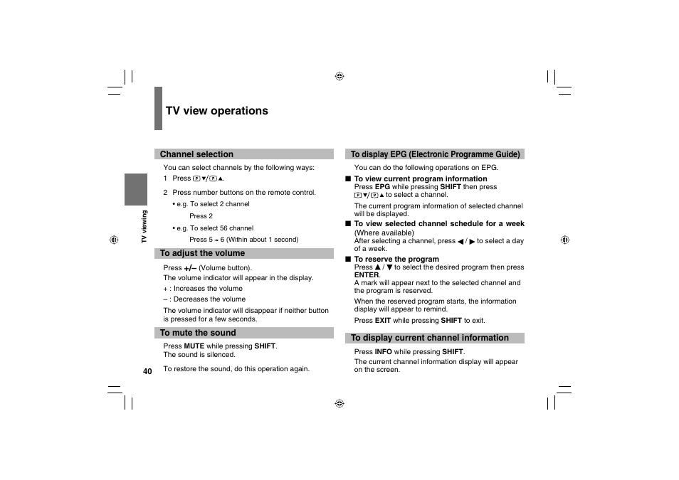 Tv view operations | Toshiba SD-P120DTKE User Manual | Page 40 / 92