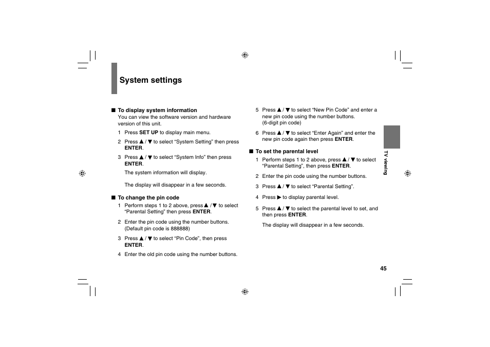 System settings | Toshiba SD-P120DTKE User Manual | Page 45 / 92
