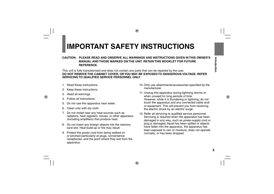 Important safety instructions | Toshiba SD-P120DTKE User Manual | Page 5 / 92