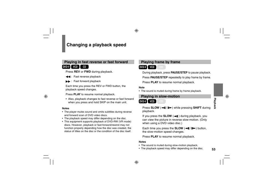 Changing a playback speed | Toshiba SD-P120DTKE User Manual | Page 53 / 92