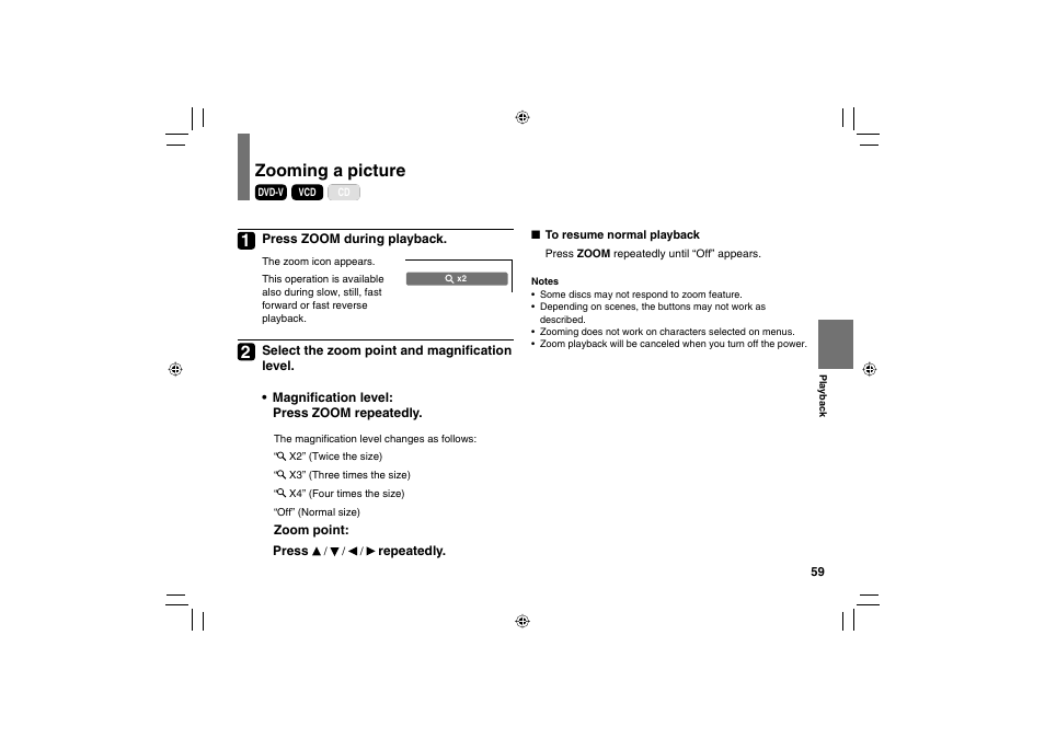 Zooming a picture | Toshiba SD-P120DTKE User Manual | Page 59 / 92