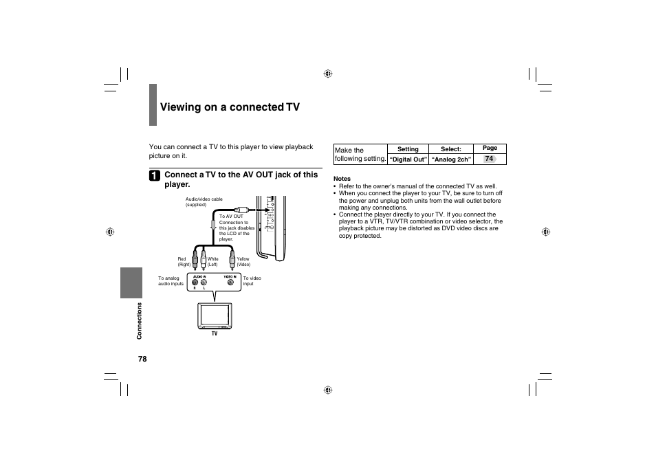 Viewing on a connected tv | Toshiba SD-P120DTKE User Manual | Page 78 / 92