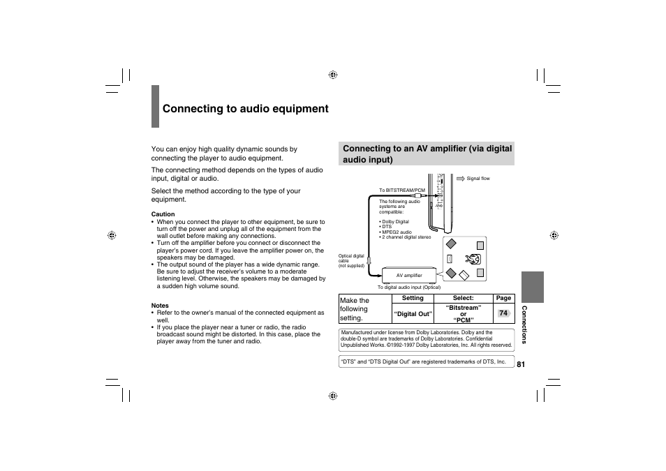 Connecting to audio equipment | Toshiba SD-P120DTKE User Manual | Page 81 / 92