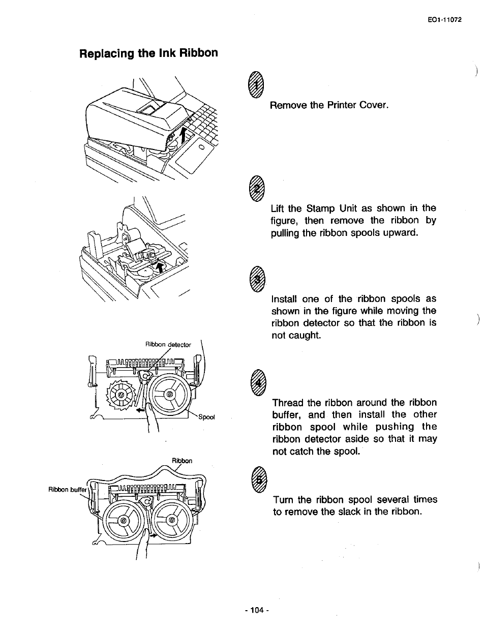Replacing the ink ribbon | Toshiba TEC MA-85-100 User Manual | Page 104 / 120